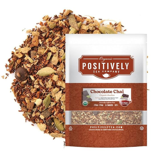 Organic Positively Tea Company, Rooibos Chocolate Chai Tea, Loose Leaf, 16 Ounce