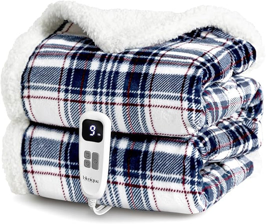 Heated Blanket Electric Throw-50''x60''Ultra Soft Cozy Plaid Flannel Fast Heating Electric Blanket with 10 Heat Levels & 10 Hours Auto Off, ETL Certified, Keep Warm in Couch Bed Office,Tartan