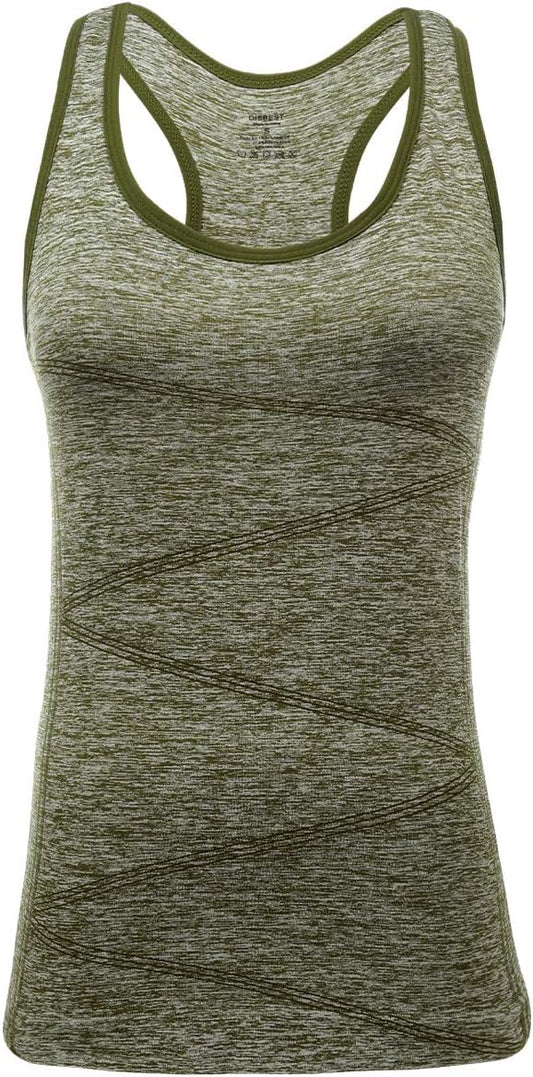 Disbest Yoga Tank Top, Women's Performance Stretchy Quick Dry Sports Workout Running Top Vest with Removable Pads