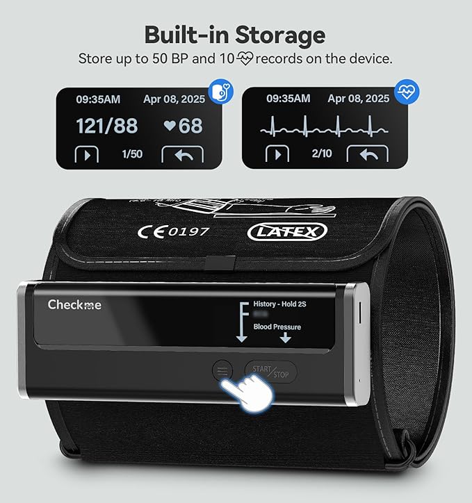 Checkme WiFi Blood Pressure Monitor for Home Use, Bluetooth Automatic Arm Cuff, Smart Digital BP Machine, Wireless Portable USB Rechargeable with X3 Accuracy Function, Free APP for iOS & Android Black