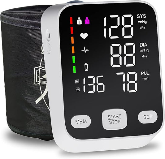 Upper Arm Electronic Blood Pressure Monitor, 6-Inch Extra Large Backlit Display, One-Button Operation, 2 Users availableOne, Pulse Rate Detection, Blood Pressure Monitors for Home Use