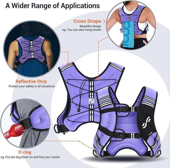 Sportneer Weighted Vest Woman: 8lb/12lb/15lb/20lb/25lb Weight Vest with Detachable Phone Bag, Adjustable Women Weighted Vest Rucking Vest for Walking Strength Training Muscle Building Weight Loss