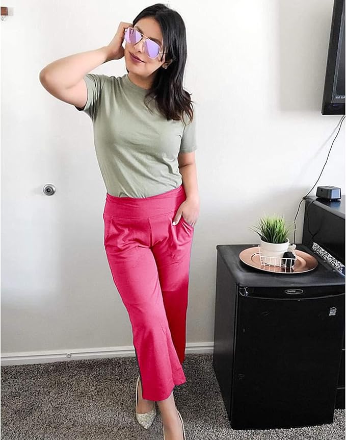 Promover Capri Pants for Women Wide Leg Yoga Cropped Pants with Pockets Loose Casual Summer Pants