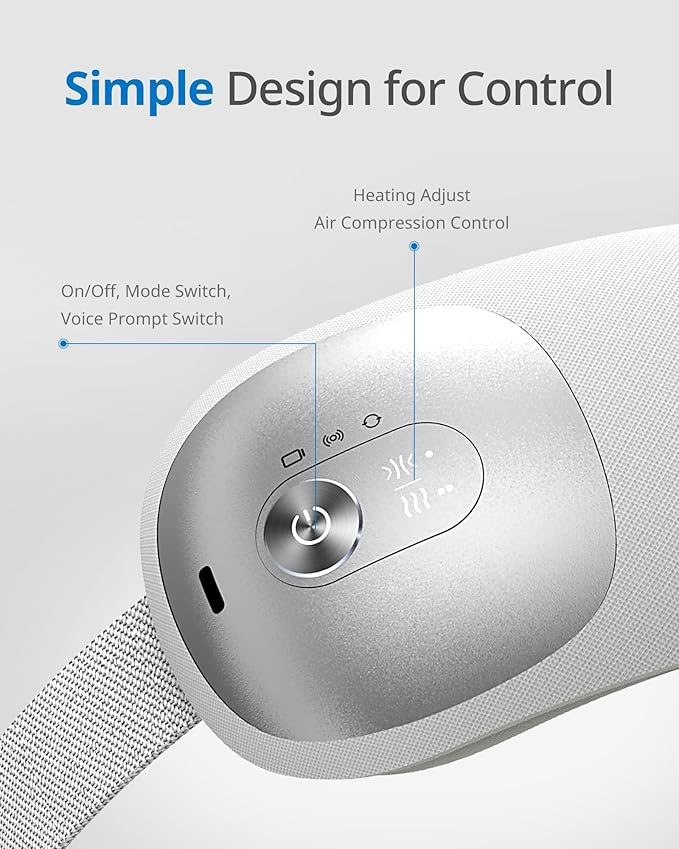 Ultra Light Eye Massager with 2 Level Heat, 120 Mins Uses, 3 Air Compression & Massage Modes, Heated Eye Mask with Bluetooth Music for Migraine Relief, Strain and Dry Eyes, Eye Relief for Women Men