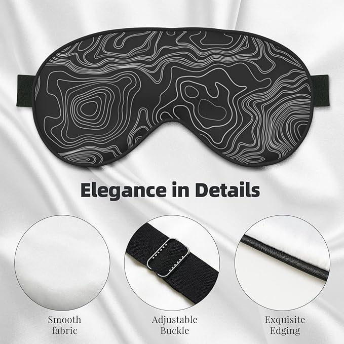 Sleep Eye Mask Topographic Map Sleep Mask for Women Men Comfortable Eye Mask with Adjustable Strap Soft Eye Cover Blindfold for Travel Yoga Nap Shift Work