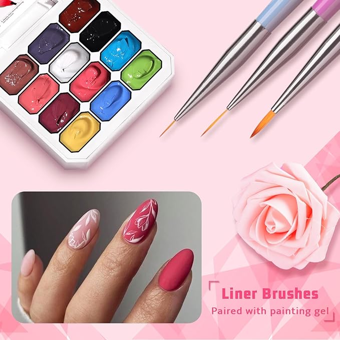 Sponge Pat Gel Nail Polish Palette, 12 Colors Blending Ombre Gel Polish Gradient Painting Nails Art, No Wipe, UV/LED Cured,100Sponges 6Brushes 1Grabber (Set 04)