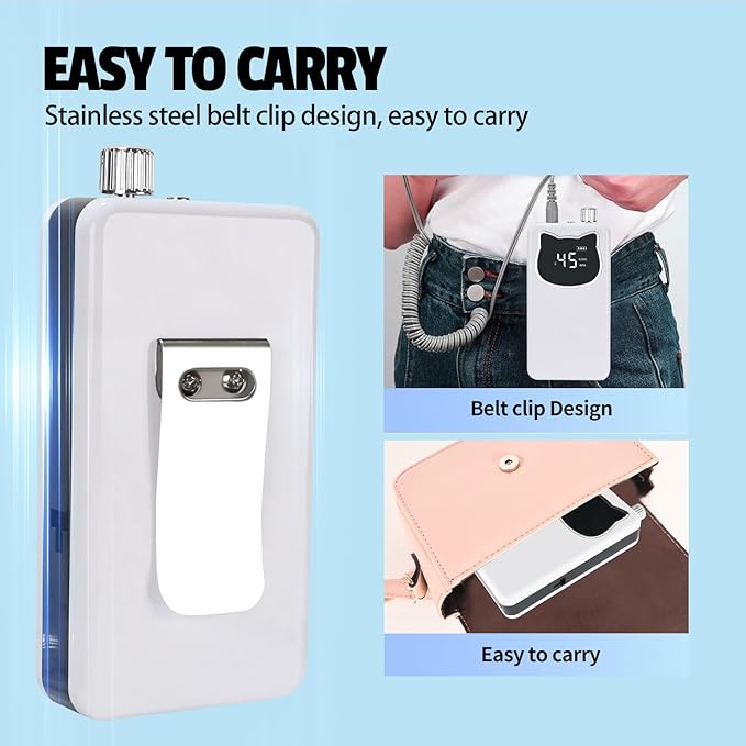 Professional Nail Drill File 45000RPM Electric Portable Nails Drills Kit with Rechargeable 7 uñas Bits Cordless Efile for Poly Gel Acrylic Nails Remover Home Salon Pedicure Manicure Tool (White)