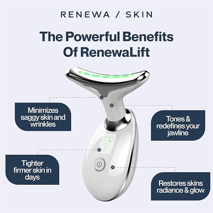 RenewaLift Face & Neck Sculpting Tool | Handheld Beauty Device with Gentle Light & Soothing Vibration | at-Home Skincare Tool for a Smoother, Refreshed, and Radiant-Looking Complexion