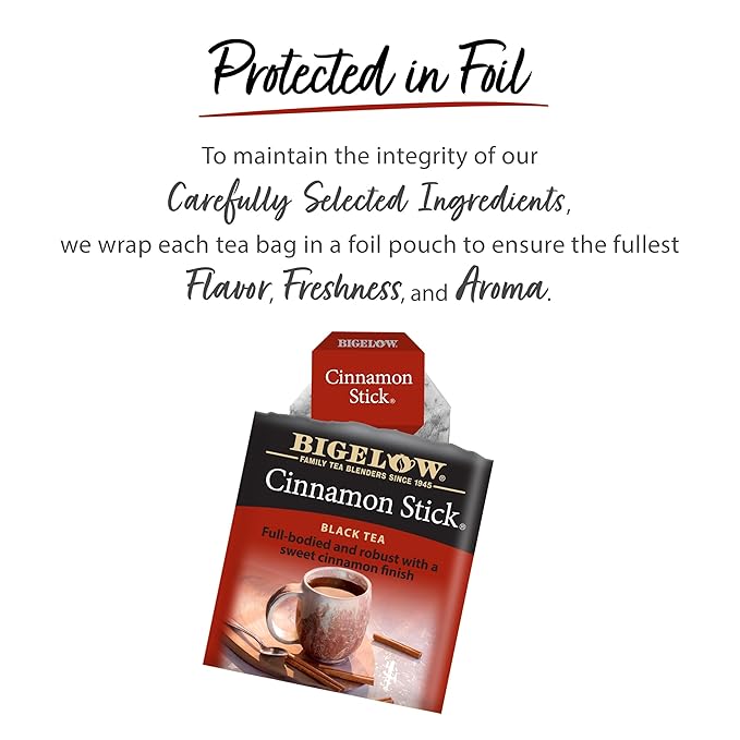 Bigelow Tea Cinnamon Stick Black Ceffeinated Bags, 20 Count, Pack of 6