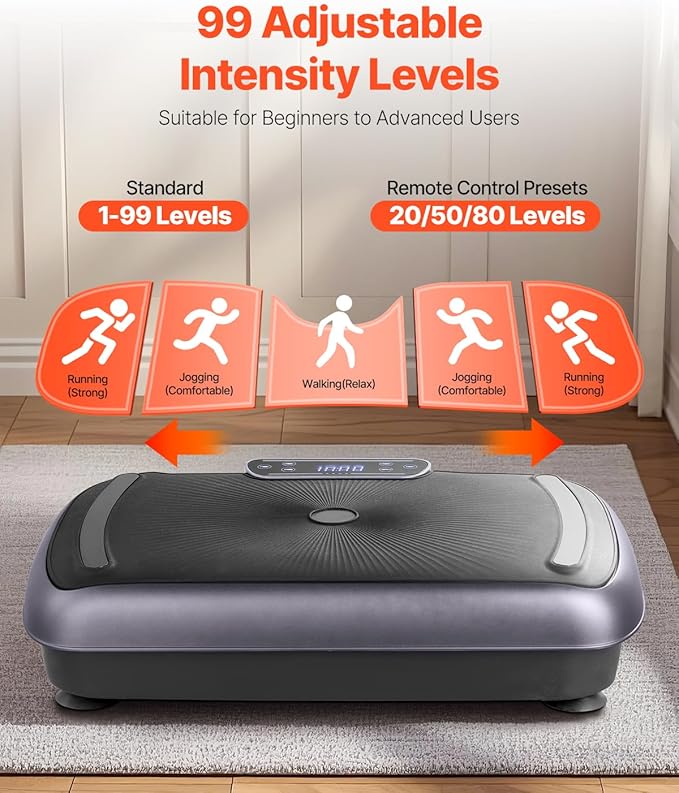 VEVOR Vibration Plate Exercise Machine, Whole Body Shaker for Lymphatic Drainage and Weight Loss, Home Workout Gym Fitness Equipment with 2 Resistance Bands, Vibrating Platform for Women Men