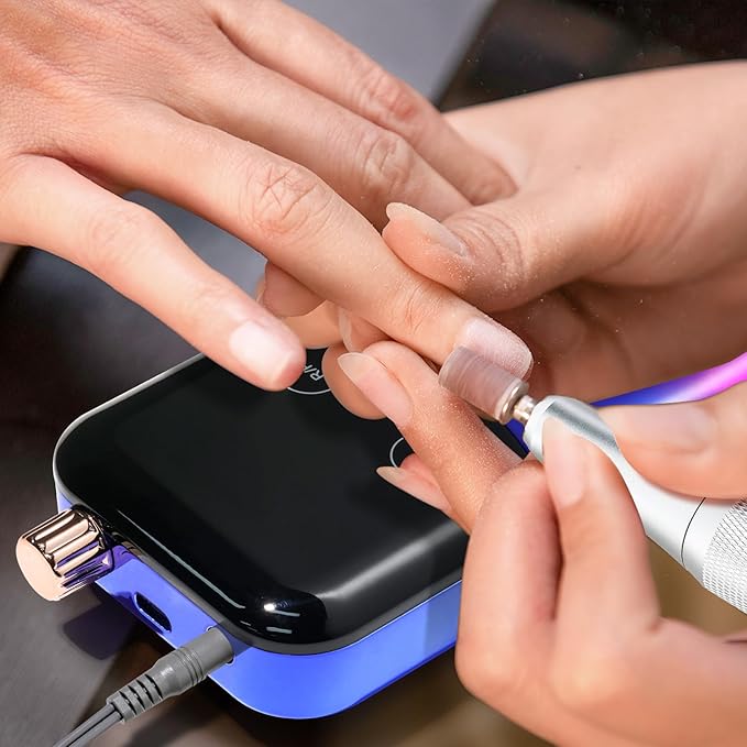 LIMEGIRL Professional Electric Nail File Drill Bits Kit 45000RPM for Acrylic Toenail Machine Clippers with 14 Drill Bit Gradient Blue Portable Rechargeable Cordless