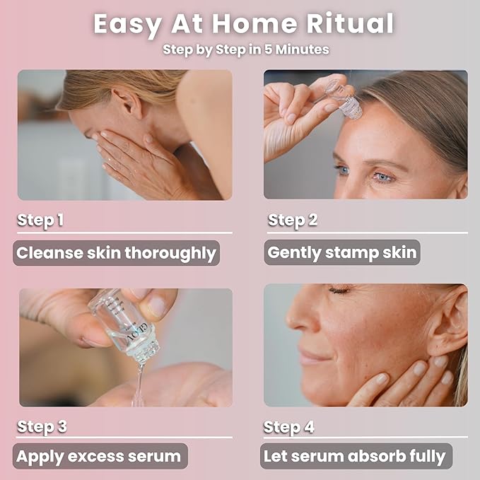 Glov Beauty Micro Infusion System for Face & Lips – 0.25mm 24k Gold Cosmetic Facial Stamp with Hyaluronic Acid, Collagen Peptides & Licorice Root Serum Ampoules | At-Home Hydrating & Plumping Glow Kit