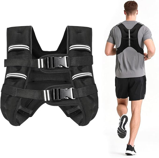 Weighted Vest for Men Women, 8lbs/12lbs/16lbs/20lbs Weight Vest with Reflective Stripes for Workout, Strength Training, Running, Fitness, Muscle Building, Weight Loss