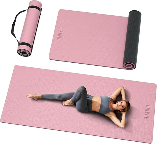 Extra Long & Wide Yoga Mat for Tall Men & Women,76''x32.6''x7mm - High Density TPE Non-Slip Both Sides, Lightweight 1.1kg with Superior Cushioning for gymnastics, Pilates, Home, Workout