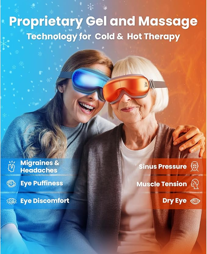 BOB AND BRAD Eye Massager with Heat and Cooling, Birthday Gifts for Women Men Her Him, EyeOasis 3 Eye Mask for Migraines, Heated Face Massager for Dry Eyes Strain Relief Improve Sleep