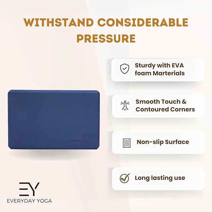 Everyday Yoga Foam Block and Yoga Strap Set, Soft Non-Slip Surface for Stability, Balance, and Deepen Stretches - Ideal for Yoga, Pilates, and Meditation Accessories