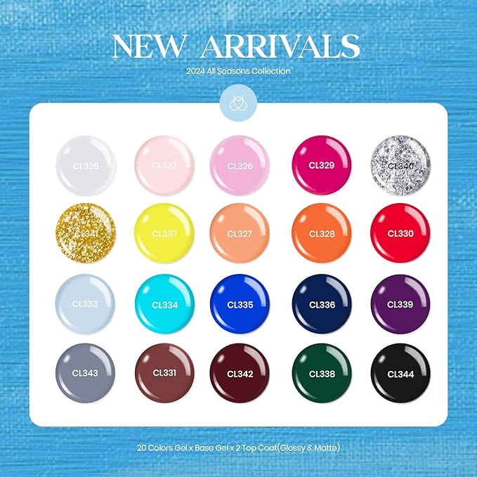 Beetles Winter Gel Nail Polish Set - 20 Pcs Neon Nail Gel Polish Set Soak Off Uv LED Gold Sliver Glitter Nail Polish Kit Blue Pink Black White Uv for Nail Art Salon Christmas Gift for Women