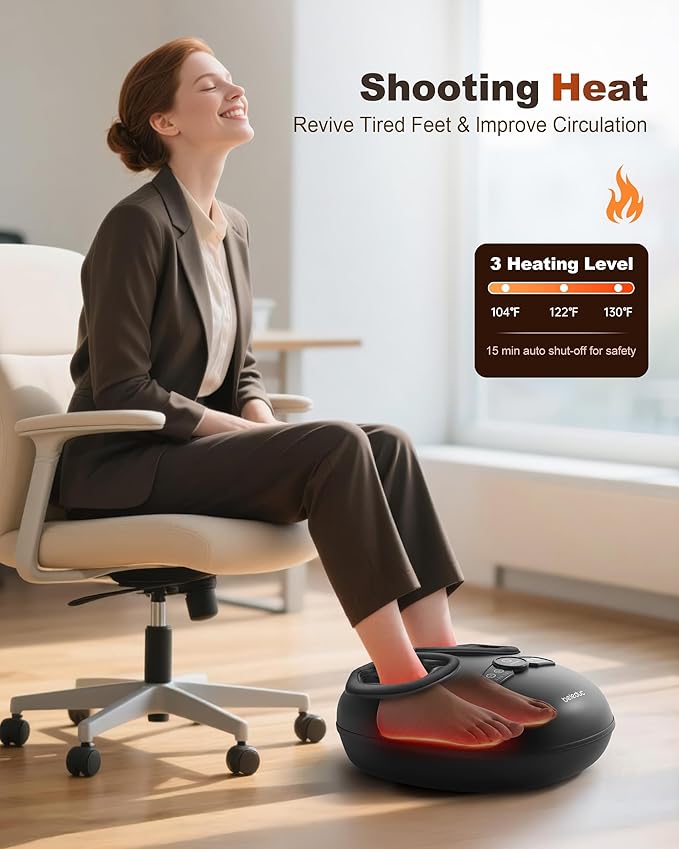 Beleduc Shiatsu Foot Massager with Heat,Compression and Deep Kneading for Plantar Fasciitis,Fits Up to Size 14,Gifts for Women & Men