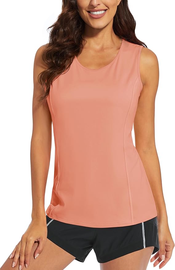 MAGCOMSEN Women's Sleeveless Workout Shirts UPF 80+ Dry Fit Running Wicking Tank Tops Athletic Gym Summer