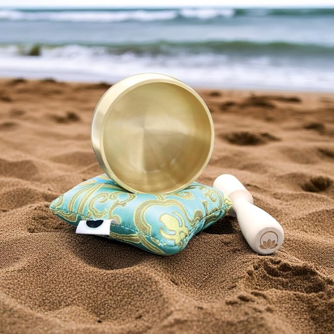 Tibetan Singing Bowl Set – Portable Handcrafted Sound Bowl for Meditation, Chakra Healing, Yoga, Stress Relief -ZenSerenity Bowl – Lotus Edition - by Circle Up