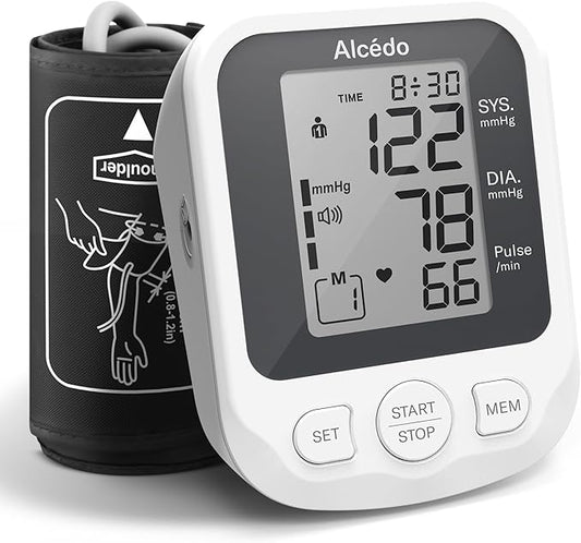 Alcedo Blood Pressure Monitor for Home Use, Accurate Upper Arm BP Machine with Large Cuff, Alarm Reminder, 2 x 120 Memory, Talking Function