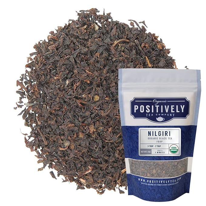 Organic Positively Tea Company, Nilgiri FBOP Black Tea, Loose Leaf, 4 Ounce