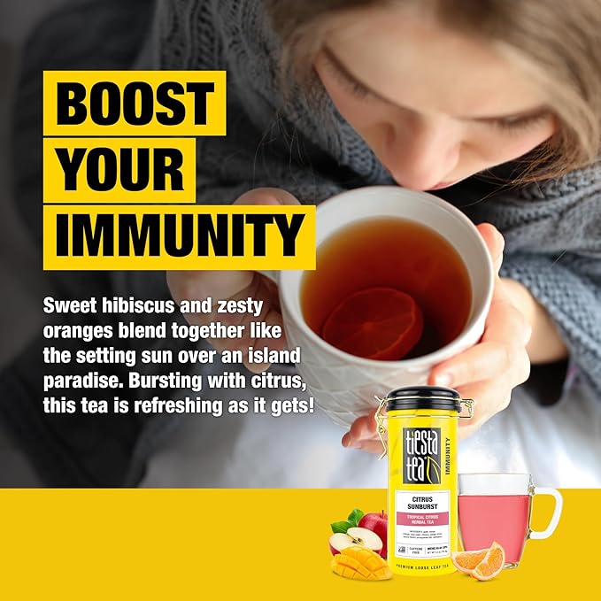 Tiesta Tea - Citrus Sunburst, Loose Leaf, Tropical Citrus Herbal Tea, Premium Non-Caffeinated Fruit Blend, Make Hot or Iced, Brews Up to 50 Cups, 5.5 Ounce Refillable Tin