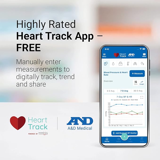 A&D Medical Talking Blood Pressure Machine UA-1030T with Medium Blood Pressure Cuff (23-37 cm / 9.0-14.6” Range) TriCheck Mode & Body Movement Sensor