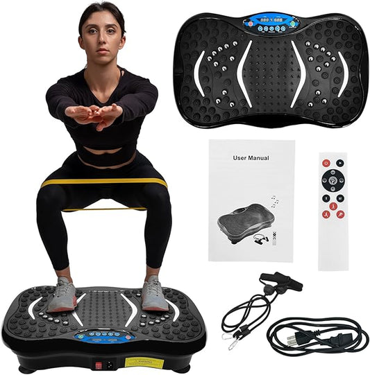 Vibration Plate Exercise Machine with Remote Control, Whole Body Workout Vibration Platform , Lymphatic Drainage Machine for Weight Loss Shaping Toning Wellness Home Gyms Workout