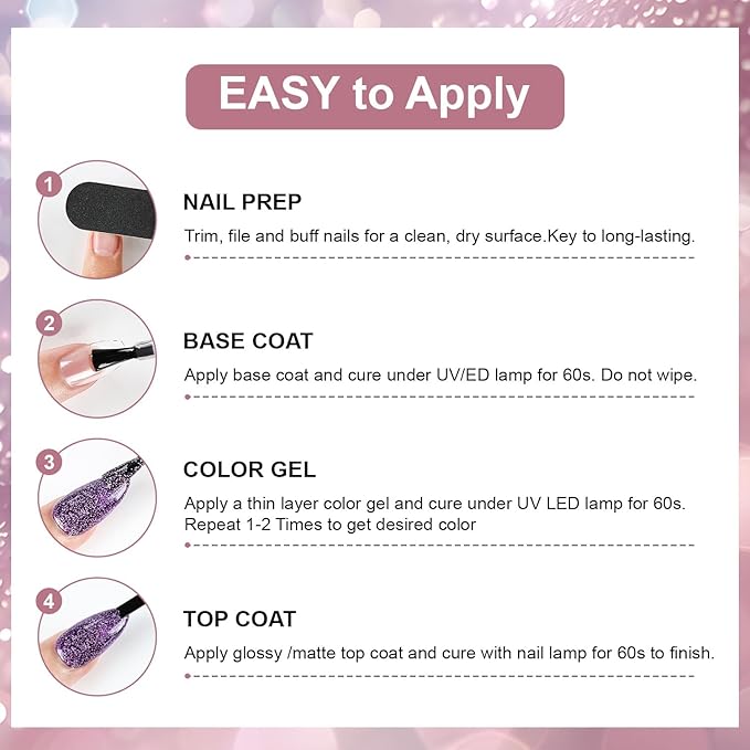 JODSONE 12 Bottles Gel Nail Polish Set with Base Coat and Top Coat Great Holiday Gift for Ladies and Girls