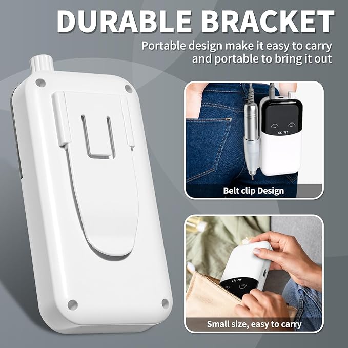 LIMEGIRL Professional Electric Nail File Drill Bits Kit 45000RPM for Acrylic Toenail Machine Clippers with 14 Drill Bit White Portable Rechargeable Cordless