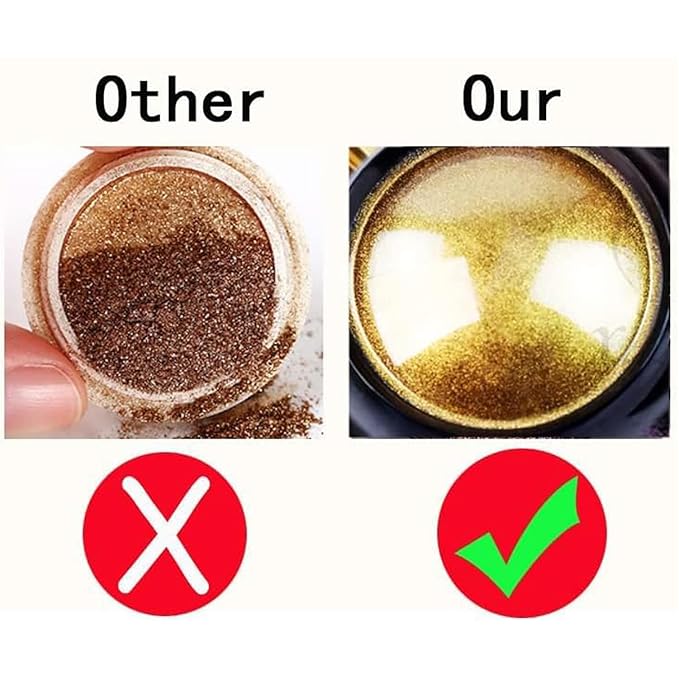 Holographic Mirror Gold Nail Chrome Powder Effect Metallic Dust Sequins UV Gel Gold Chrome Nail Powder Pigment for Nail Art Decoration, Gold Chrome Powder for Nails