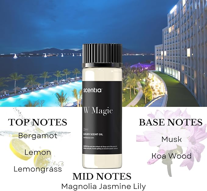 Scentia Hotel Diffuser Oil | Aromatherapy Fragrances Inspired by 5-Star Hotels | Luxurious Scents Gift Set - 3 x 20ml Bottles Set - The 1 Hotel Miami, W Hotel & 5- Star Hotels