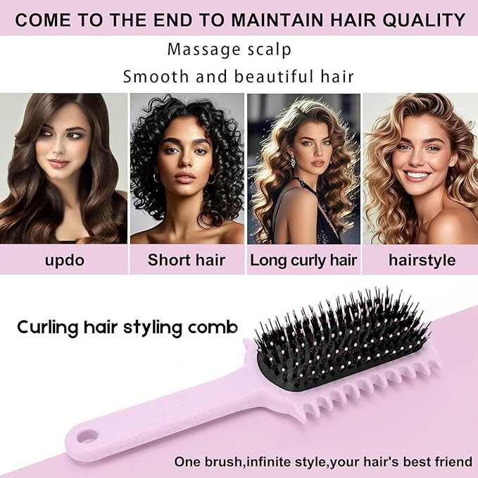 Curly Hair Brush, Volume Curl Defining Brush for Detangling Shaping and Styling Women's Curls, Reduce Pulling (Green)