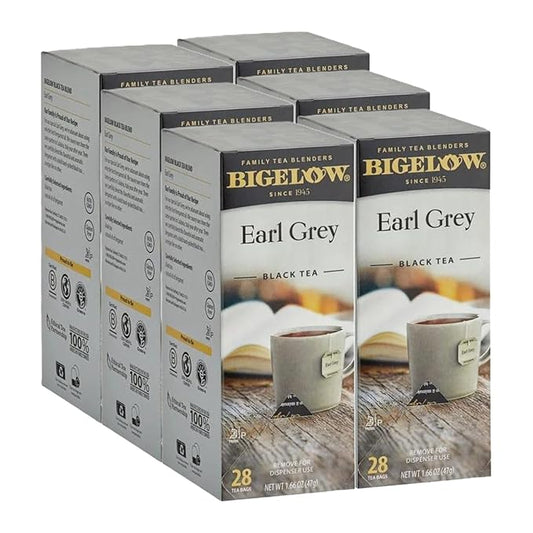 Bigelow Earl Grey Tea Bags 28-Count Boxes (Pack of 6) Black Tea Bags with Oil of Bergamot All Natural Gluten Free Rich in Antioxidants
