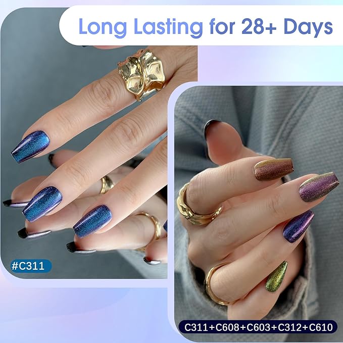 ROSALIND Chameleon Gel Polish - 12 Colors Aurora Shimmer Gel Nail Polish Set Multicolor Gradient Effect Soak Off UV Set Sparkle Chrome Nail Art Collection Manicure Gift for Women