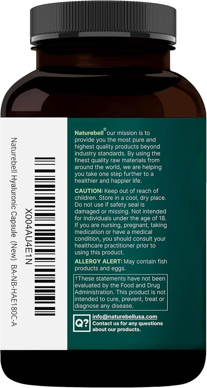 NatureBell Hyaluronic Acid Supplements 2,000 mg | 240 Capsules, with MSM & Hydrolyzed Bovine Collagen – 3 in 1 Support for Skin Hydration, Joint Lubrication, Hair, and Eye Health