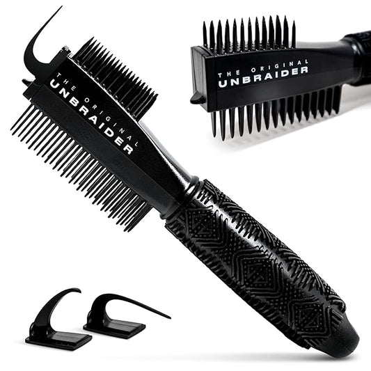 The UnBraider Detangler Brush For Braids | Unbraider To Take Braids Out | Premium Unbraiding Hair Brushes For Women | No Tugging & Breakage | All Hair Types | Black Onyx | 1 Count