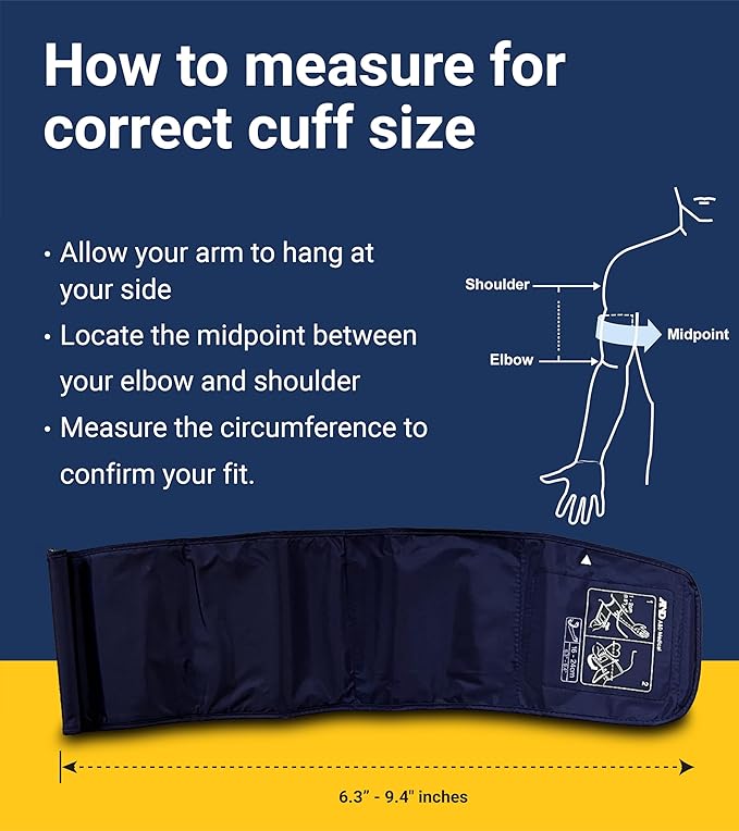 A&D Medical Blood Pressure Monitor for Home Use – UA-651SAC – Petite Upper Arm BP Machine – Small Cuff (6.3–9.4” / 16-24 cm) – Adults, Easy to Use, AC Adapter