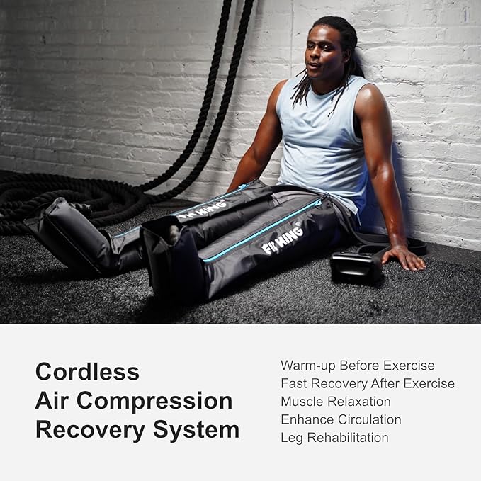 FIT KING Air Compression Recovery System, Cordless Full Leg Massager with Dynamic Pressure, Reduces Muscle Pain and Improves Circulation, Fast Recovery for Athletes (Medium)