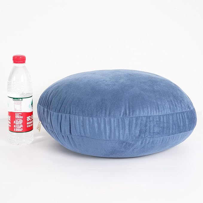Round Throw Pillow 16x16 Down-like Polyester Super Soft Ultra Fluffy Feather-like Touch Round Cushion for Couch Decorative Circle Round Floor Pillow for Kids Bed Sofa, 1 Piece, Navy Blue