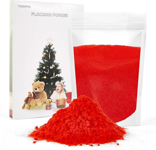 100g Flocking Powder, Velvet Fibers for Christmas Tree Crafts/Taba Squishy/Nails Art/Doll Decorations/DIY Scenery (Red)