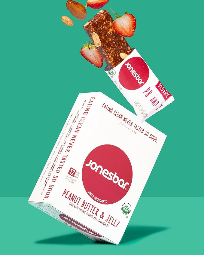 JONESBAR (Best Sellers, 24 Bars (2 Boxes)) USDA Organic Fruit & Nut Bar, Non-GMO, Kosher, Vegan, Gluten Free, Simple Snack Bar