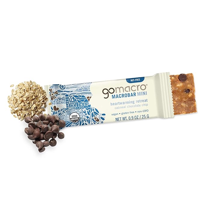 GoMacro MacroBar Mini Organic Vegan Snack Bars - Oatmeal Chocolate Chip (24 Count) and GoMacro MacroBar Organic Vegan Protein Bars - Peanut Butter Chocolate Chip (12 Count)