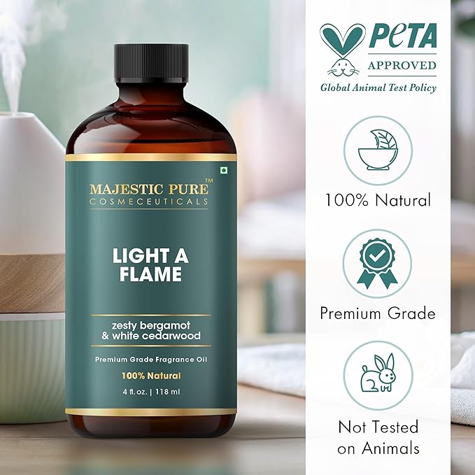 MAJESTIC PURE Zesty Bergamot & White Cedarwood Premium Oil | 100% Natural | Used in Diffuers, DIY, Self Care | 4 fl oz