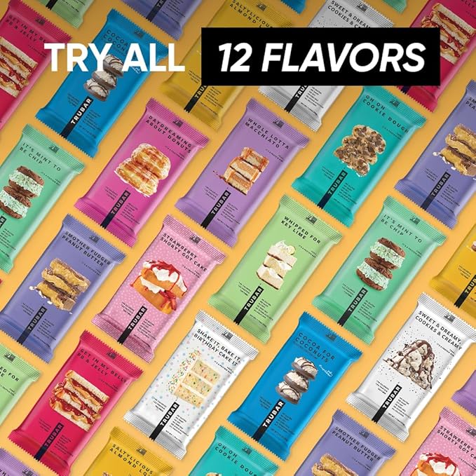 TRUBAR Vegan Protein Bar, Saltylicious Almond Love, Gluten Free, Plant Based, High Fiber, Dairy Free, Low Fat, Non GMO, No Sugar Alcohols, 12G Lean Protein, 13G Fiber, Healthy Snack Bars, 12 CT
