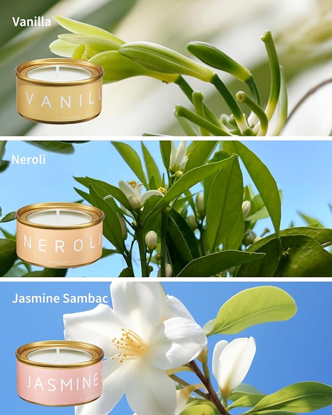 Floral Scented Candles Gift Set, Natural Beeswax with Essential Oils, Holiday Aromatherapy Candles for Christmas Stocking Stuffer, Birthday, Mother's Day, Gift Ideas for Women, 6-Pack Variety Scents