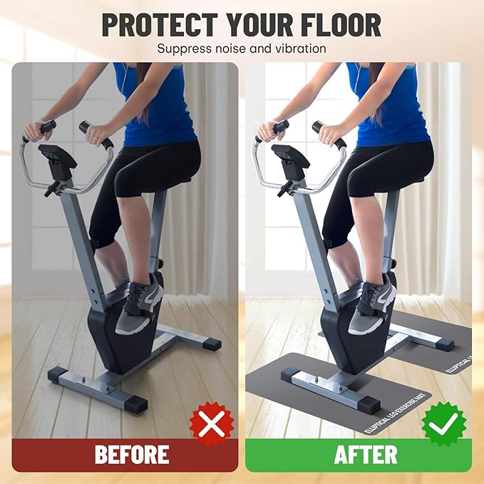 Under Desk Elliptical Mat - Non-Slip Exercise Equipment for Peloton Bike, Small Exercise Mat for Desk Workout Equipment