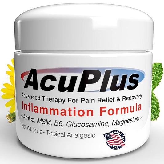 AcuPlus - Advanced Pain Relief Topical Anti Inflammatory Cream to Soothe Muscle & Joint Pain - Arthritis, Bursitis, & Tendonitis - Fast-Acting Formula with Natural Ingredients - 2 oz.