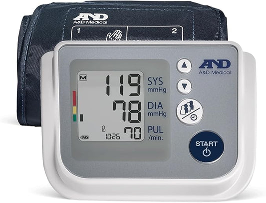 A&D Medical Blood Pressure Monitor for Home Use, UA-767F, Wide-Range Cuff (8.6-16.5"/22-42cm), 4 User, Easy to Use, Body Movement & Cuff Fit Detection Error, Batteries, Carrying Case